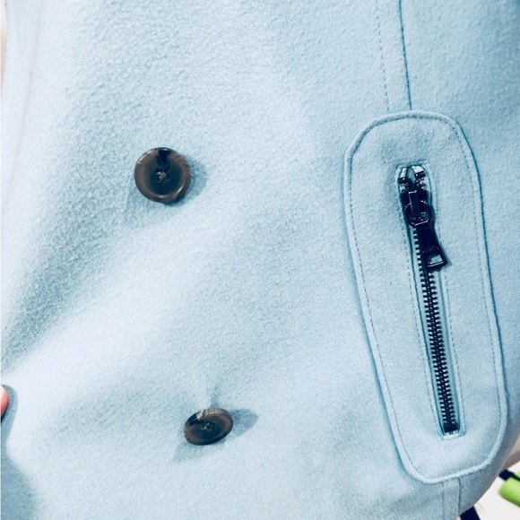 Banana Republic baby blue wool moto-style coat w/ zipper detail XL - Picture 11 of 12